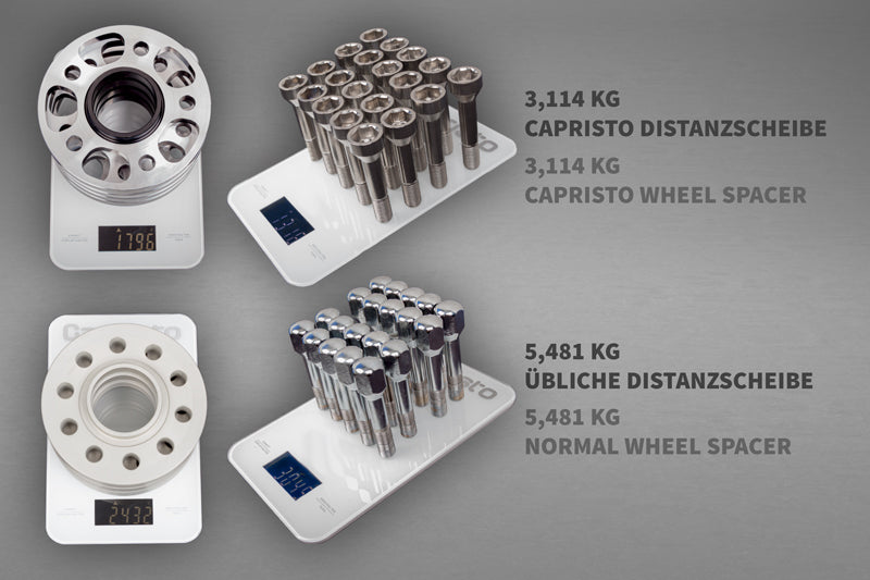 Capristo Ferrari 458/FF/F12/812SF - Wheel Spacers 14mm Front / 17mm Rear (Circle Shape) with Titanium Wheel Bolts