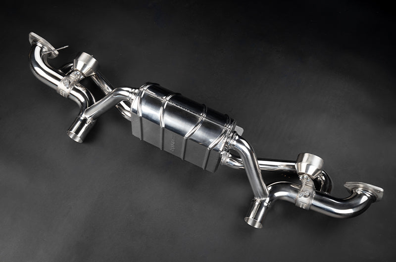 Capristo Porsche 718 GT4RS - SET: Valved Muffler, 100 Cell OPF Replacement, Performance Headers + Wicrom Tips
