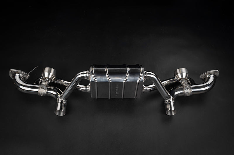 Capristo Porsche 718 GT4RS - SET: Valved Muffler, 100 Cell OPF Replacement, Performance Headers + Wicrom Tips