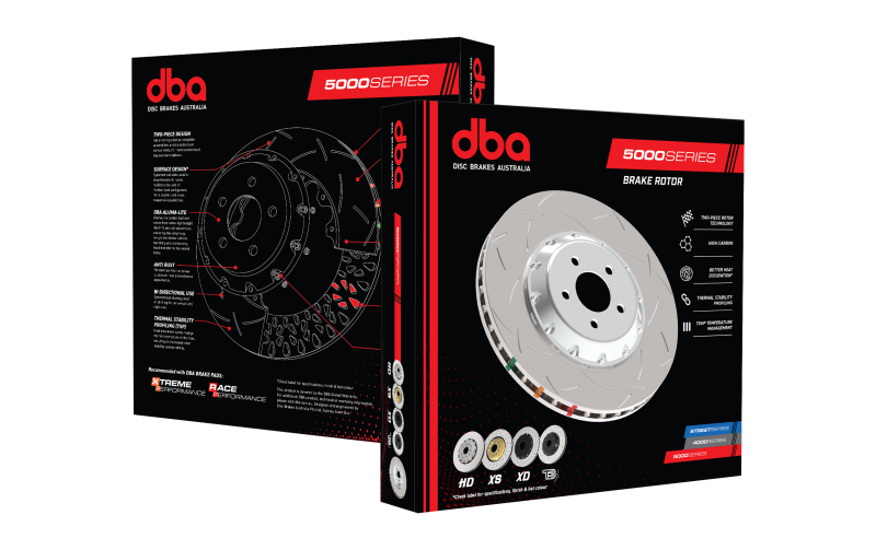 DBA 04-08 Porsche 911 GT3 T3 5000 Series Front Slotted Rotor Assembled w/ Black Hat